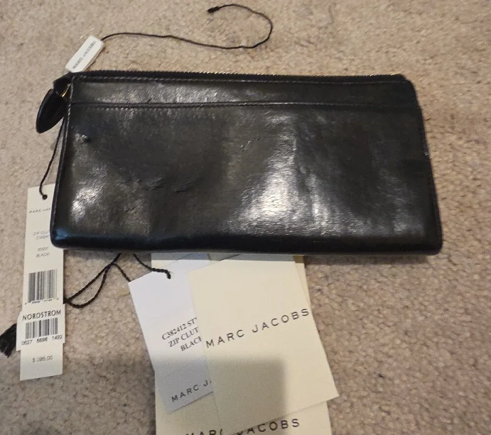 Marc Jacobs Black Leather Gold-Tone Pocket Accents